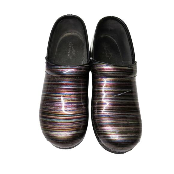 Dansko Pro XP Clogs Rainbow Multicolor Striped Professional Clogs - Picture 3 of 13